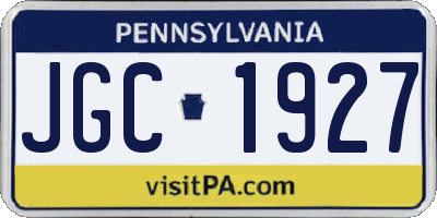 PA license plate JGC1927