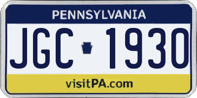 PA license plate JGC1930