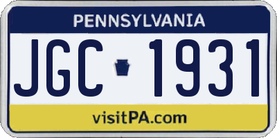 PA license plate JGC1931