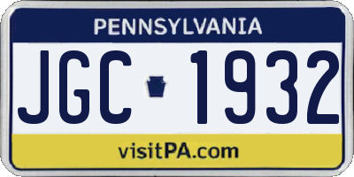 PA license plate JGC1932