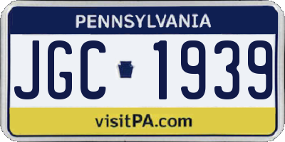 PA license plate JGC1939