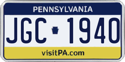 PA license plate JGC1940