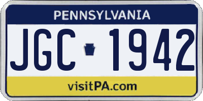PA license plate JGC1942