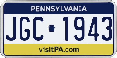 PA license plate JGC1943