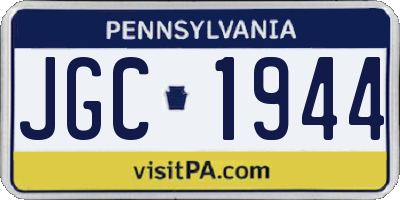 PA license plate JGC1944