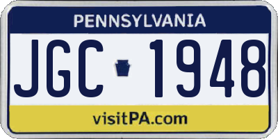 PA license plate JGC1948