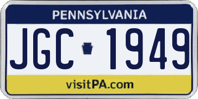 PA license plate JGC1949