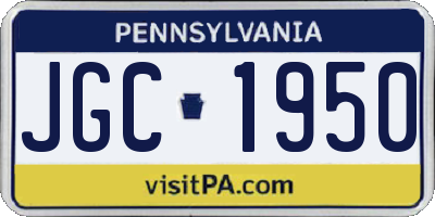 PA license plate JGC1950