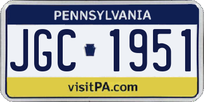 PA license plate JGC1951