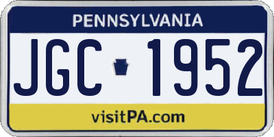 PA license plate JGC1952