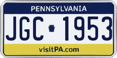PA license plate JGC1953