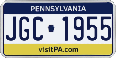 PA license plate JGC1955