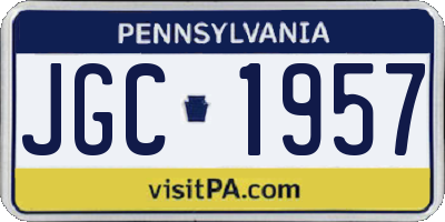 PA license plate JGC1957