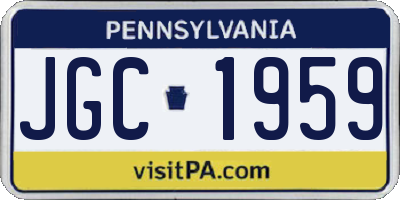 PA license plate JGC1959