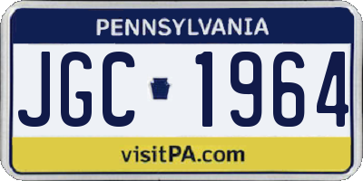 PA license plate JGC1964