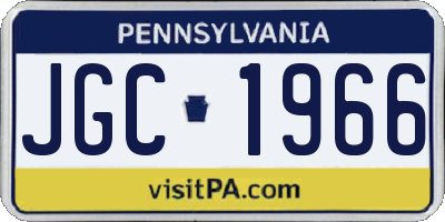 PA license plate JGC1966