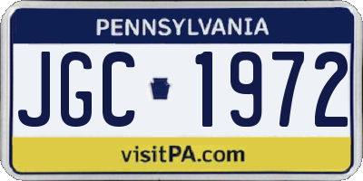 PA license plate JGC1972