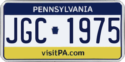 PA license plate JGC1975