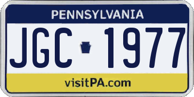 PA license plate JGC1977