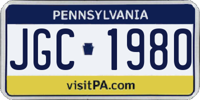 PA license plate JGC1980