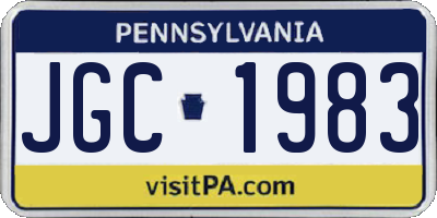 PA license plate JGC1983