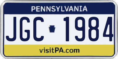 PA license plate JGC1984