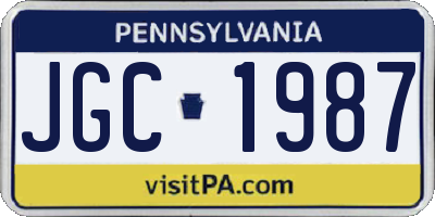 PA license plate JGC1987