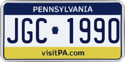 PA license plate JGC1990