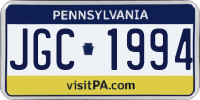 PA license plate JGC1994