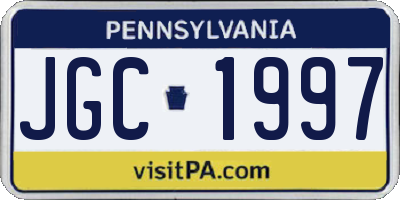 PA license plate JGC1997