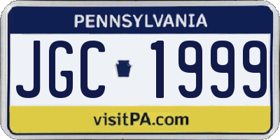 PA license plate JGC1999