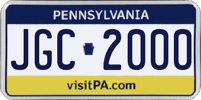 PA license plate JGC2000