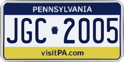 PA license plate JGC2005