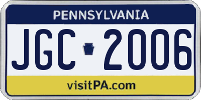 PA license plate JGC2006