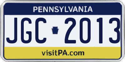PA license plate JGC2013