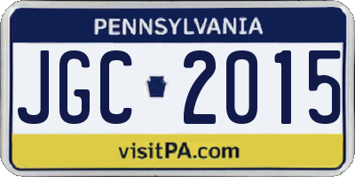 PA license plate JGC2015
