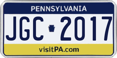PA license plate JGC2017