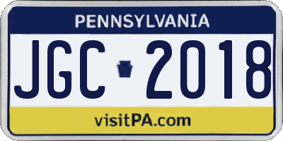 PA license plate JGC2018