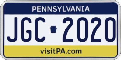 PA license plate JGC2020