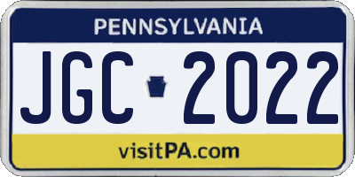 PA license plate JGC2022