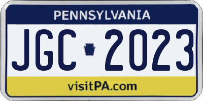 PA license plate JGC2023