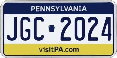 PA license plate JGC2024