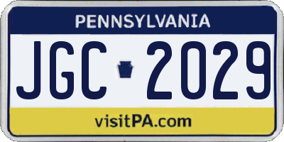PA license plate JGC2029