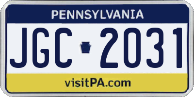 PA license plate JGC2031