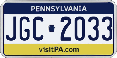 PA license plate JGC2033