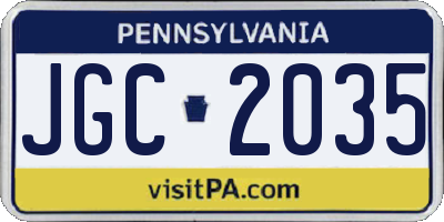 PA license plate JGC2035
