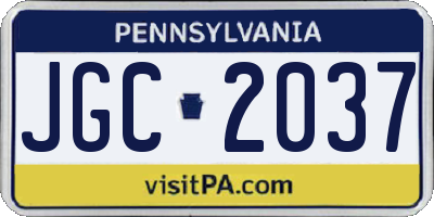 PA license plate JGC2037