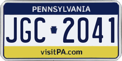 PA license plate JGC2041