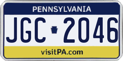 PA license plate JGC2046