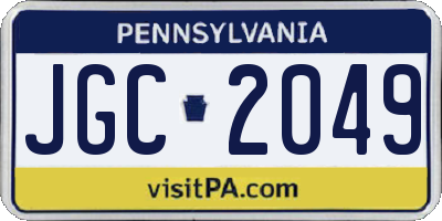 PA license plate JGC2049